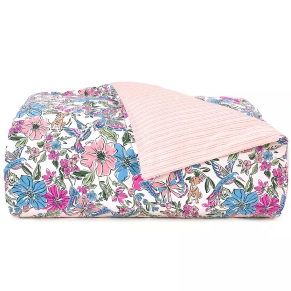 Kate Spade Curious Garden Comforter Set Full/Queen Pink Floral Cotton 3Pc